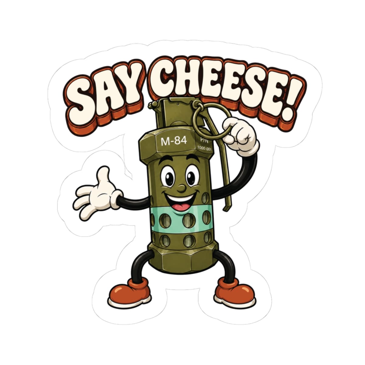 K-Factor Supply Co M-84 Say Cheese! Sticker 3" × 3"