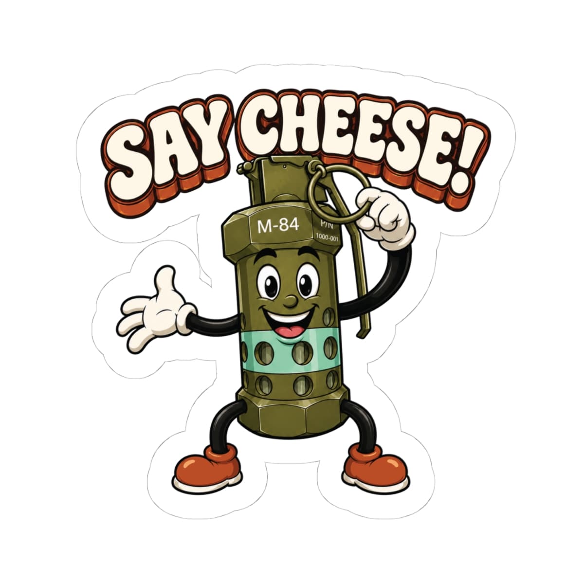 K-Factor Supply Co M-84 Say Cheese! Sticker 4" × 4"