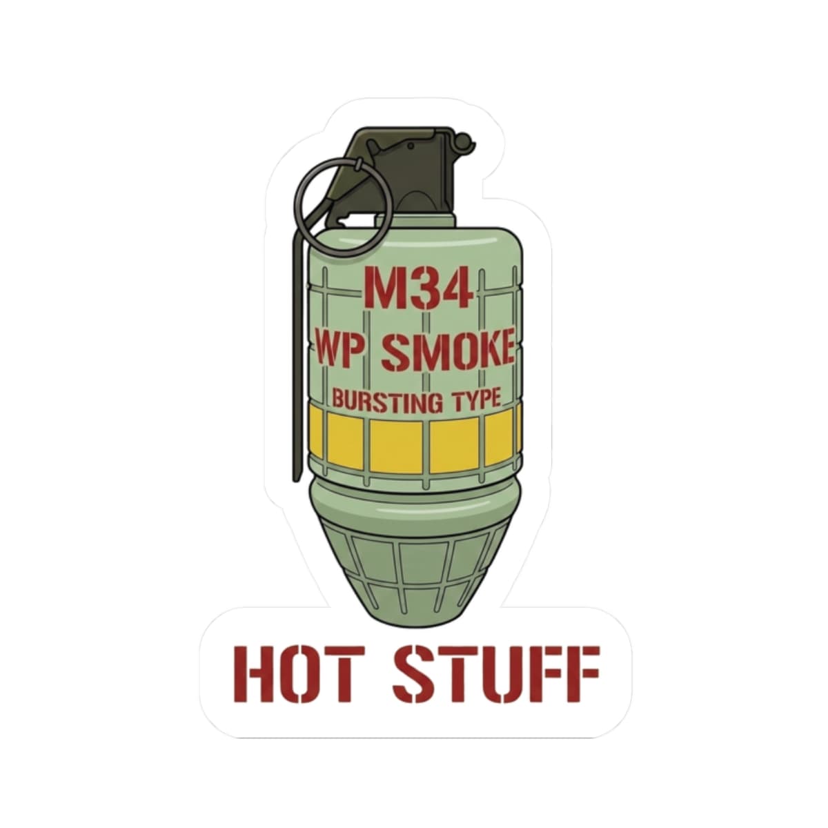 K-Factor Supply Co M34 Hot Stuff Sticker 2" × 2" / White