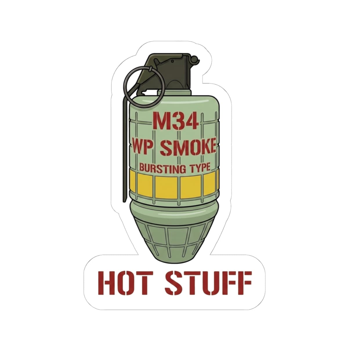 K-Factor Supply Co M34 Hot Stuff Sticker 6" × 6" / White