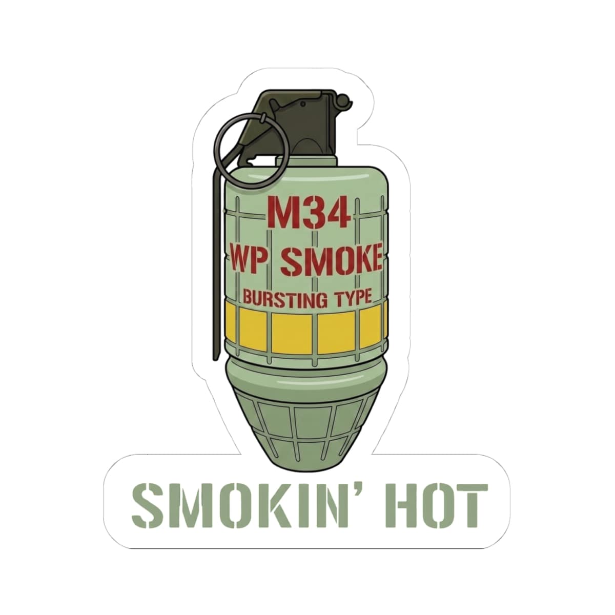 K-Factor Supply Co M34 Smokin' Hot Sticker 4" × 4" / White