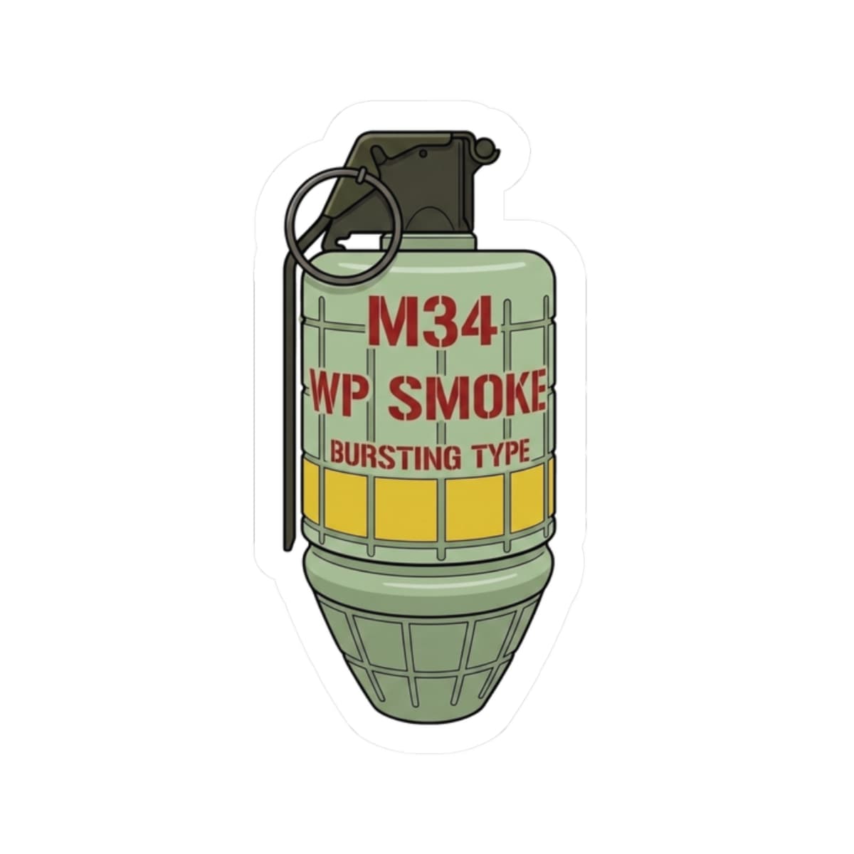 K-Factor Supply Co M34 WP Grenade Sticker 2" × 2" / White