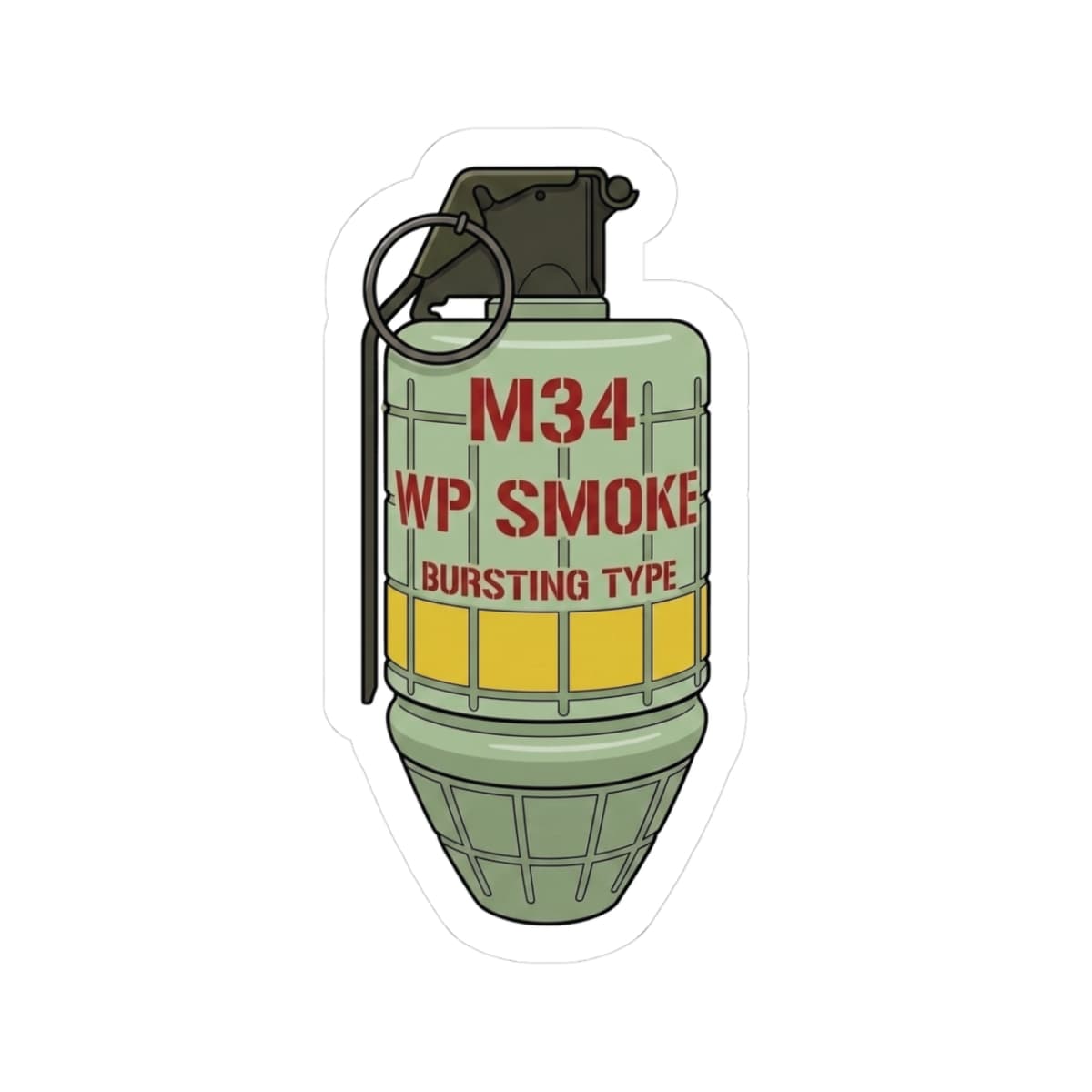 K-Factor Supply Co M34 WP Grenade Sticker 3" × 3" / White