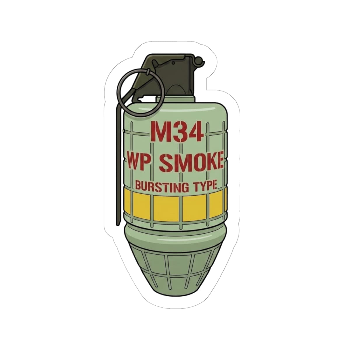K-Factor Supply Co M34 WP Grenade Sticker 6" × 6" / White