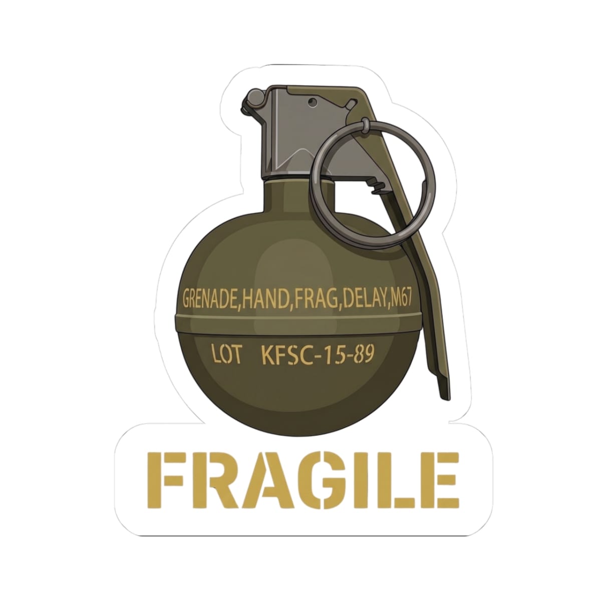 K-Factor Supply Co M67 Fragile Sticker 3" × 3" / White
