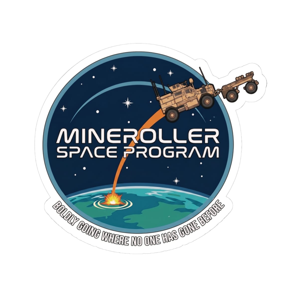 K-Factor Supply Co Mineroller Space Program Sticker 3" × 3"