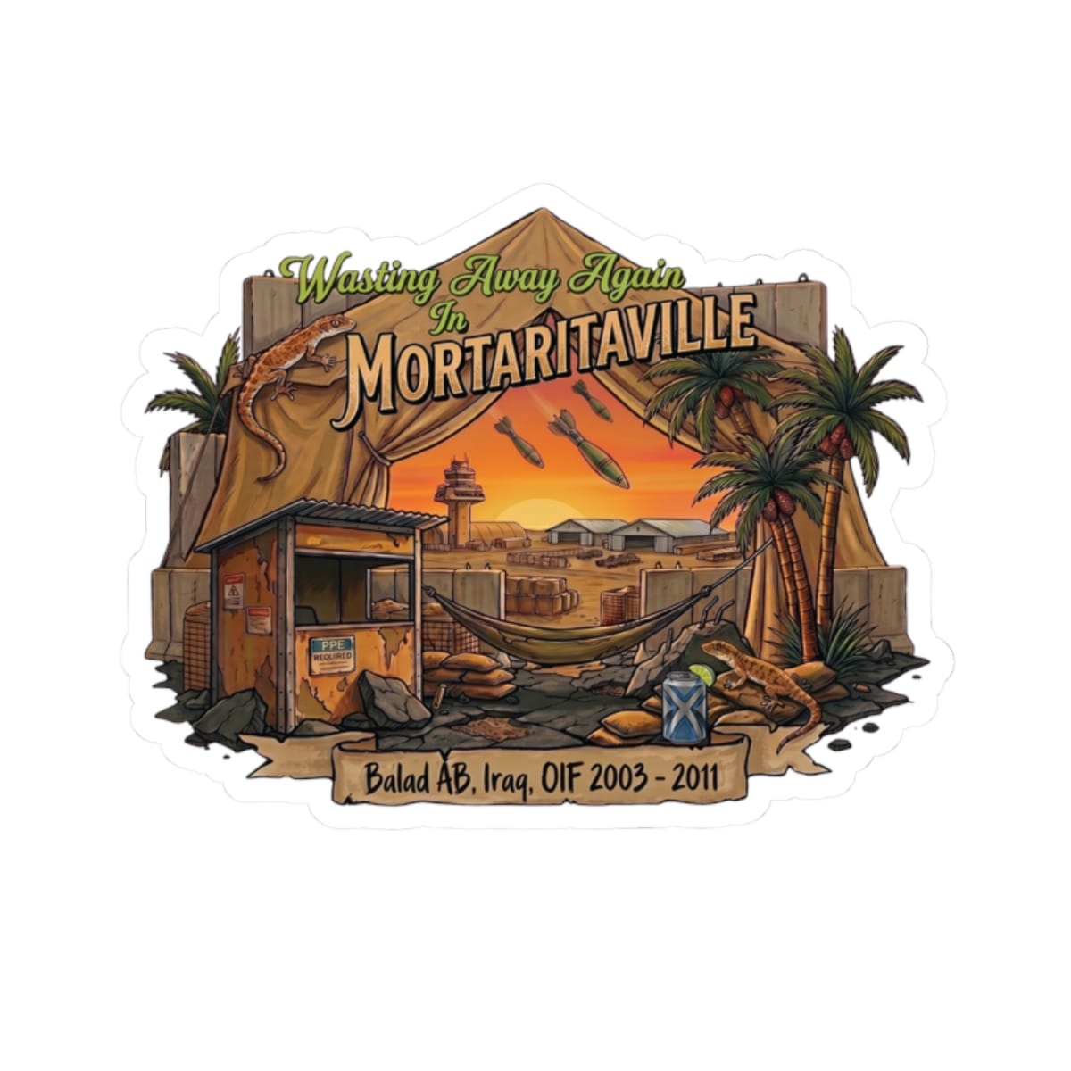 K-Factor Supply Co Mortaritaville - Wasting Away Sticker 2" × 2"