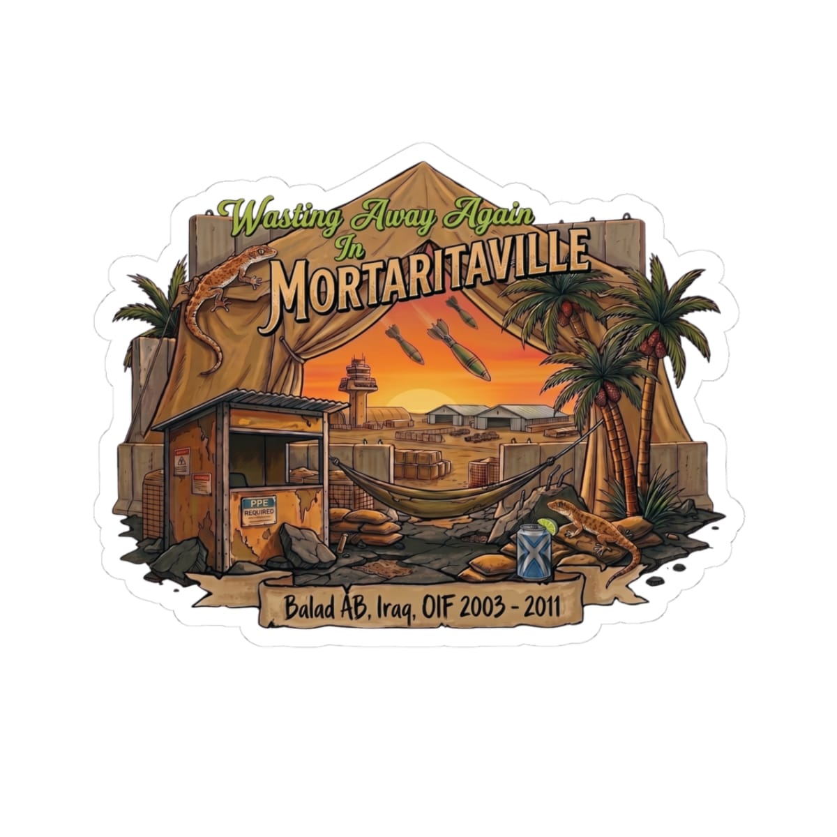 K-Factor Supply Co Mortaritaville - Wasting Away Sticker 3" × 3"