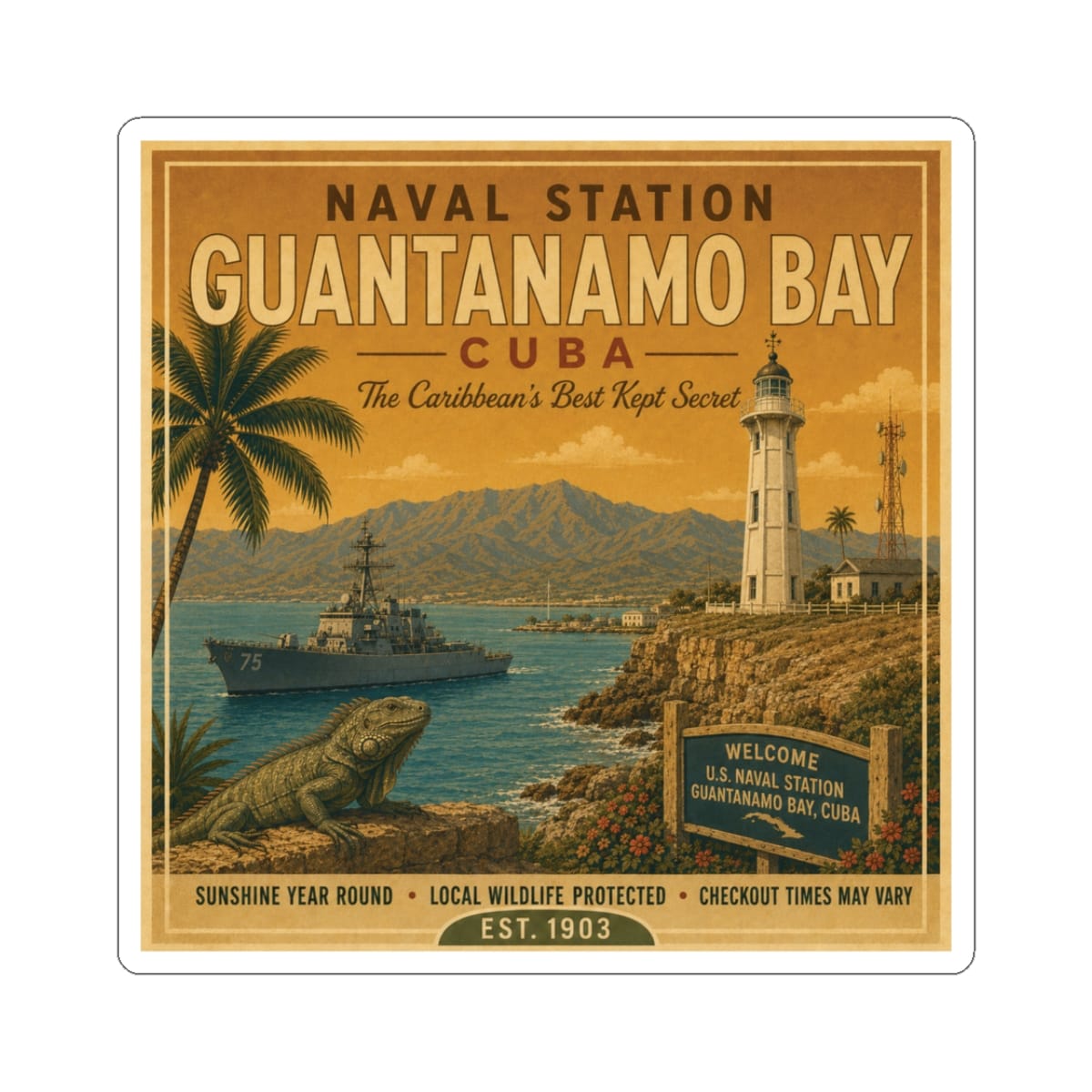 K-Factor Supply Co NSGB Cuba Travel Sticker 3" × 3"