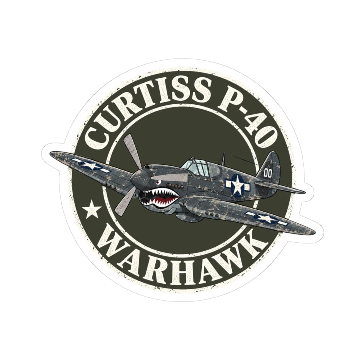 K-Factor Supply Co P-40 Warhawk Sticker 3" × 3"