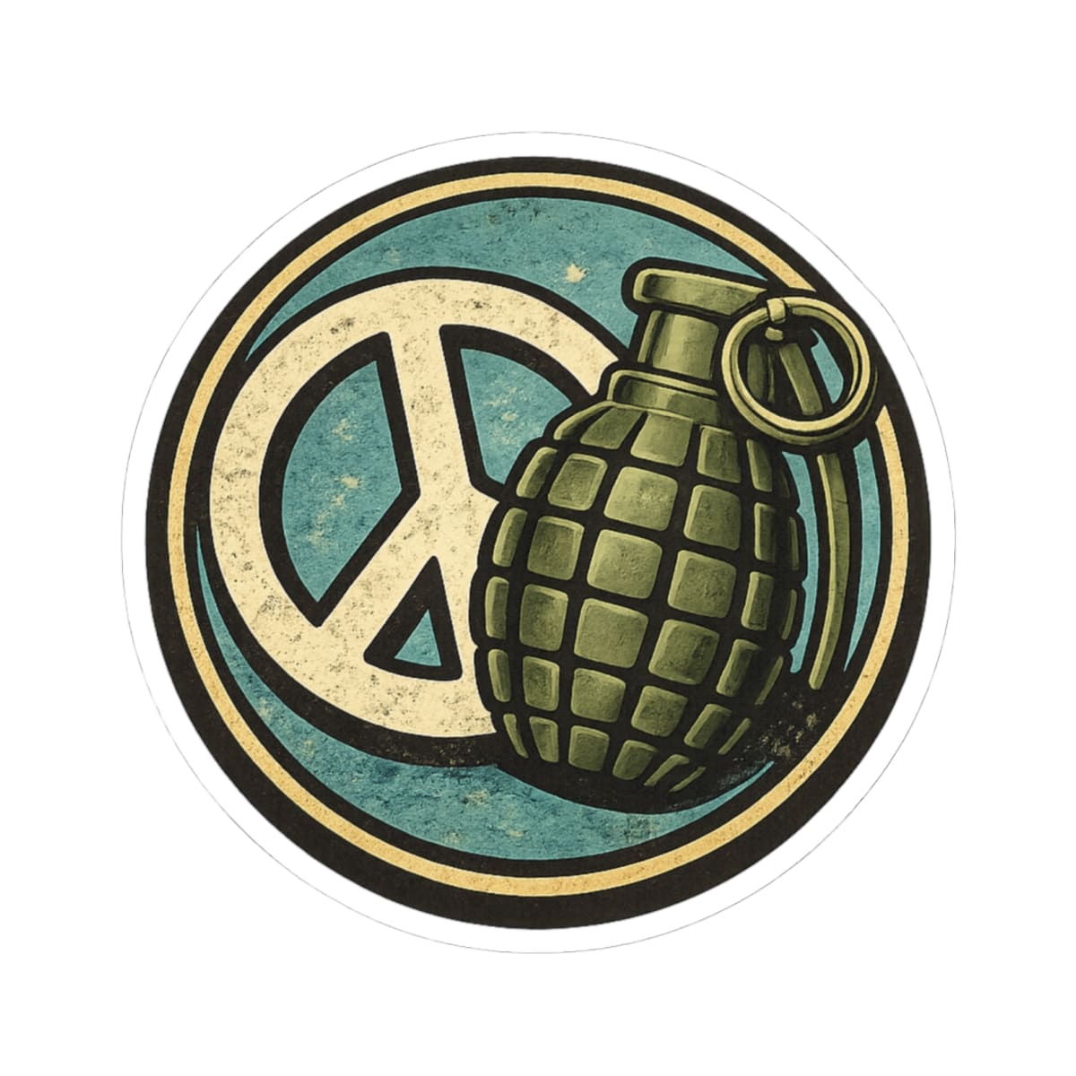 K-Factor Supply Co Peace Grenade Sticker 6" × 6"