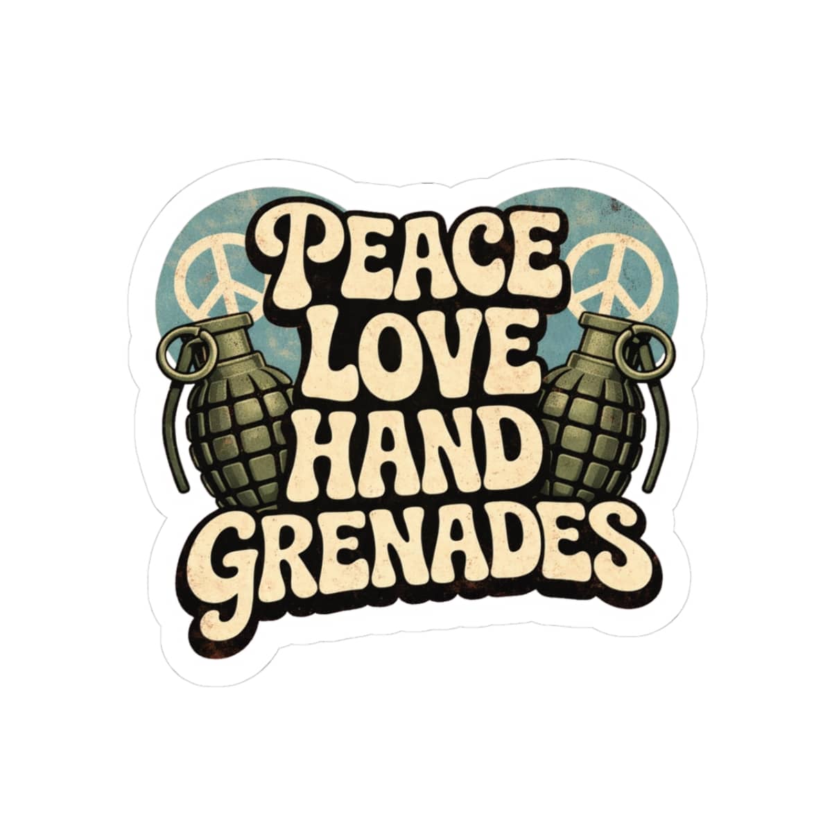 K-Factor Supply Co Peace Love Grenades Sticker 3" × 3"