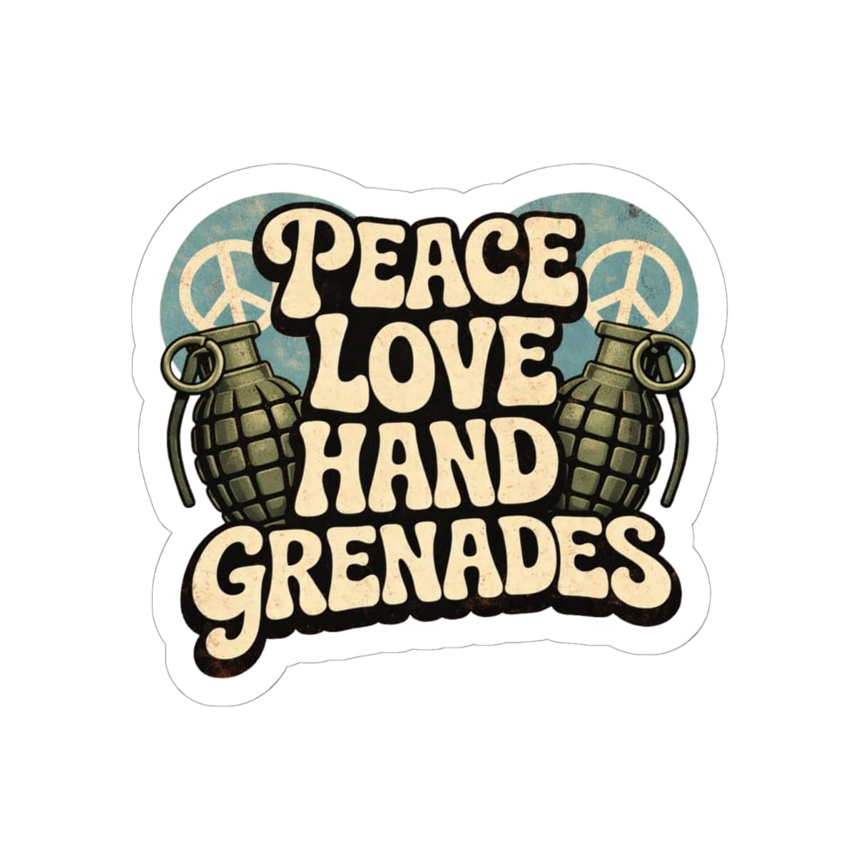 K-Factor Supply Co Peace Love Grenades Sticker 6" × 6"