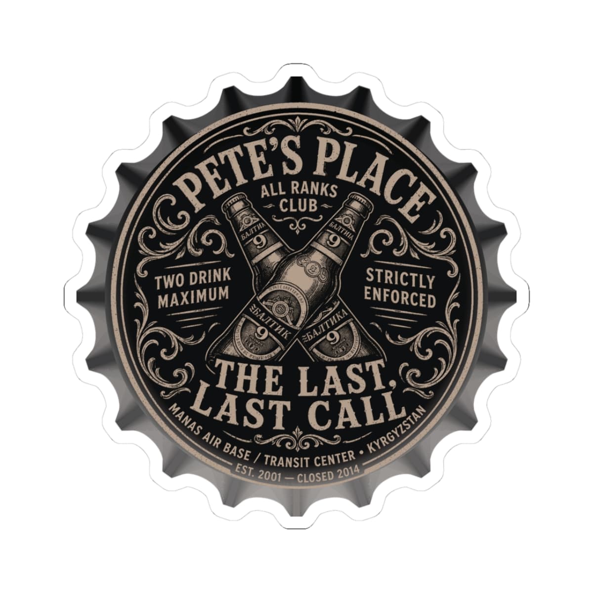 K-Factor Supply Co Pete's Place Sticker 3" × 3" / White