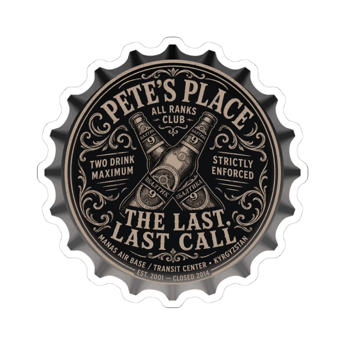 K-Factor Supply Co Pete's Place Sticker 4" × 4" / White