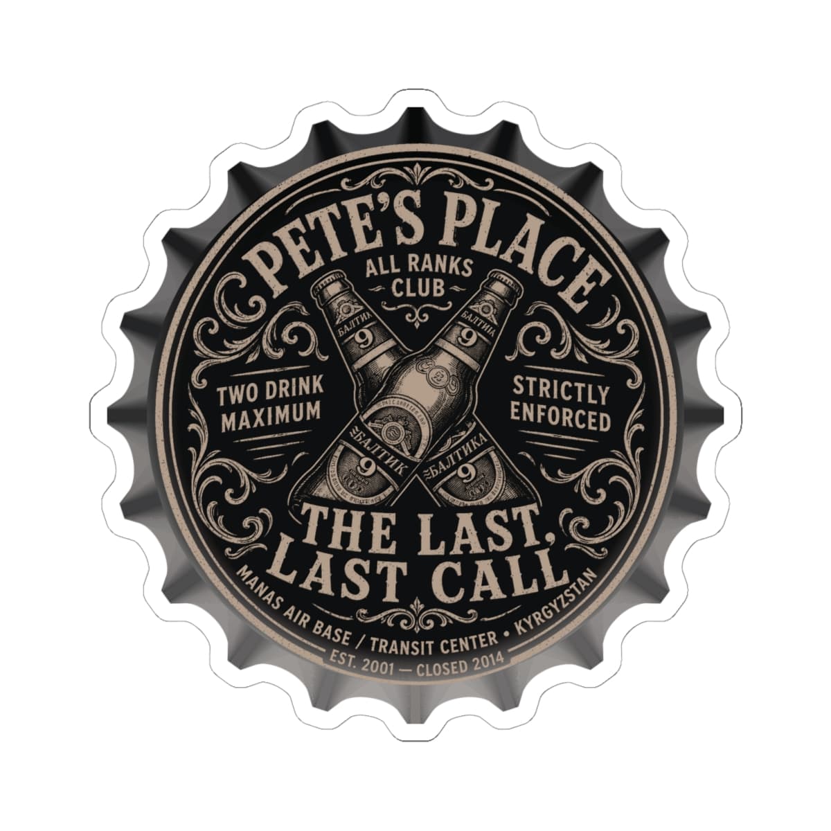 K-Factor Supply Co Pete's Place Sticker 6" × 6" / White
