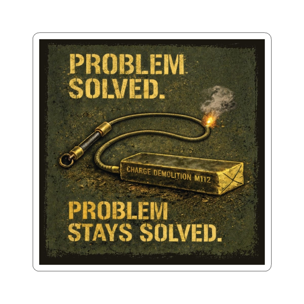 K-Factor Supply Co Problem Solved Mk 2 Mod 0 Sticker 4" × 4" / White