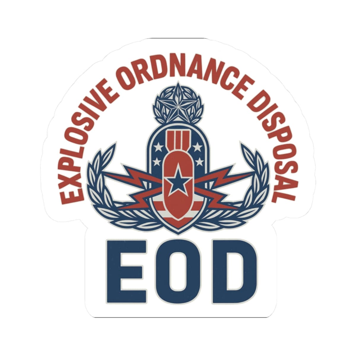 K-Factor Supply Co Red White and Boom Sticker 2" × 2"