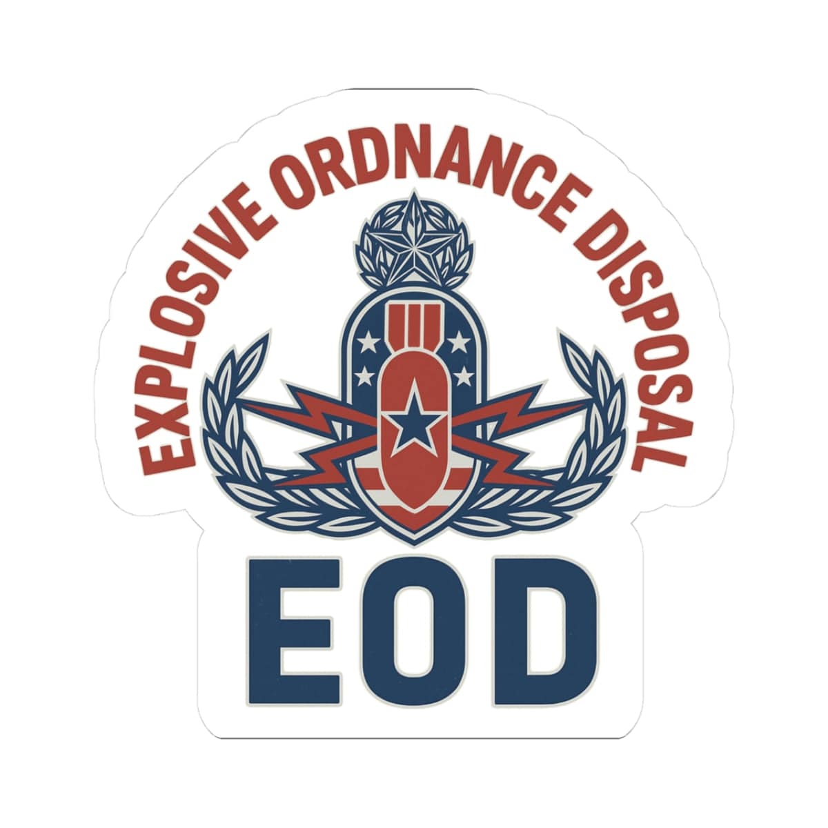 K-Factor Supply Co Red White and Boom Sticker 3" × 3"