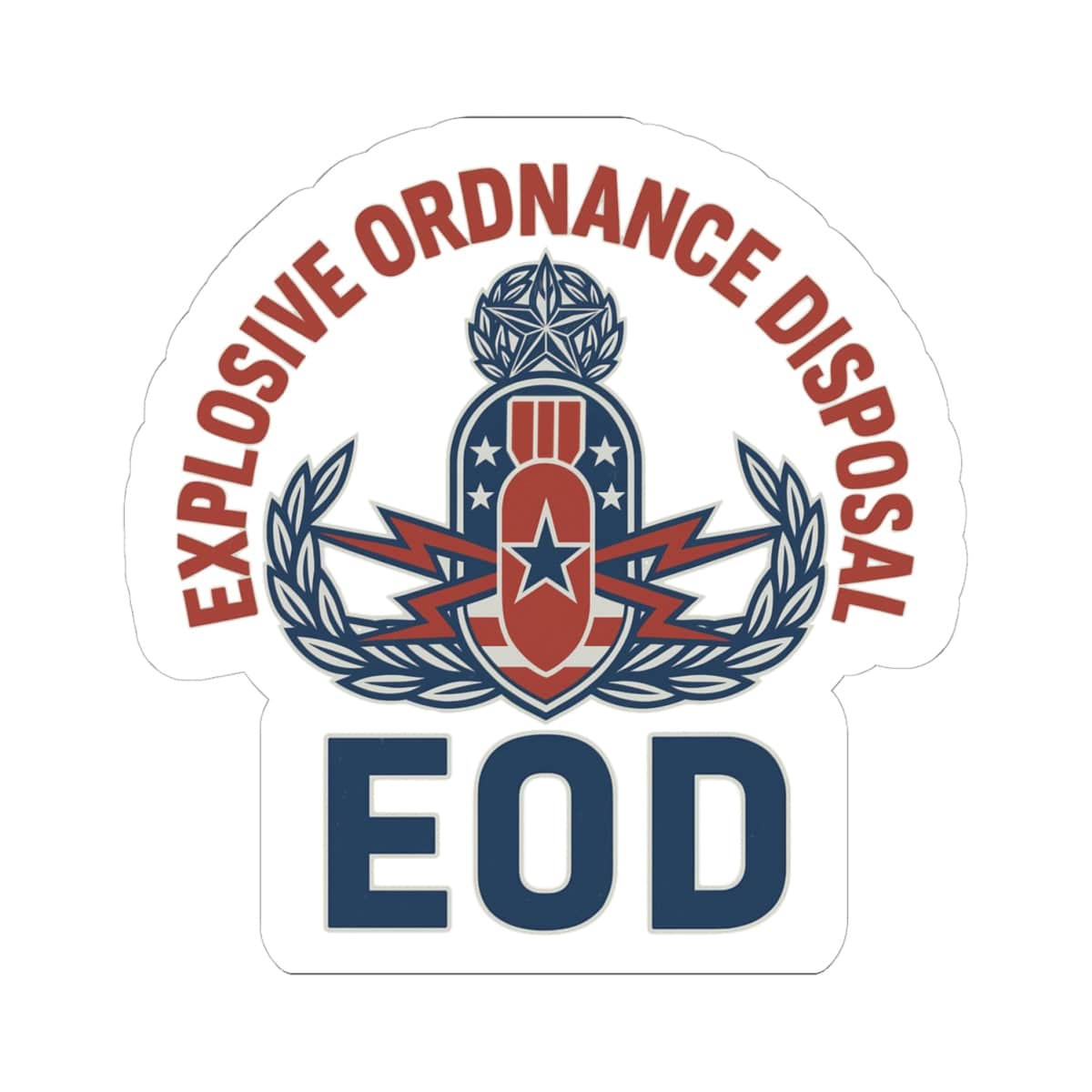 K-Factor Supply Co Red White and Boom Sticker 4" × 4"