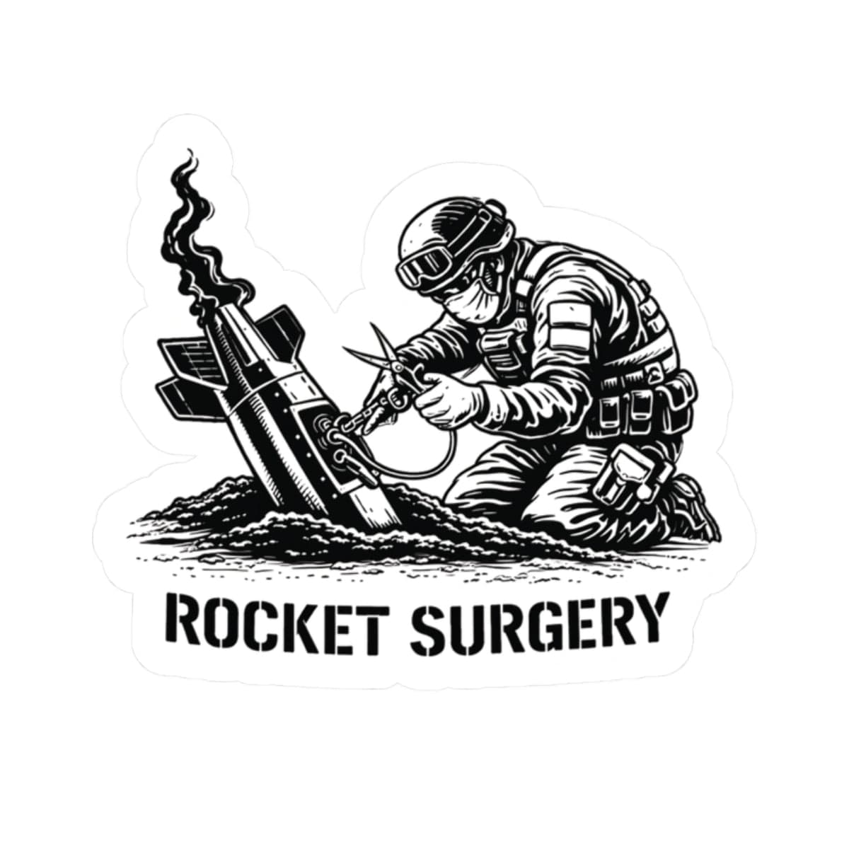 K-Factor Supply Co Rocket Surgery Sticker 2" × 2"