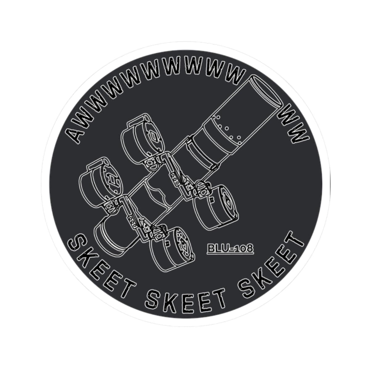 K-Factor Supply Co Skeet Skeet Skeet (Black) Sticker 2" × 2" / White