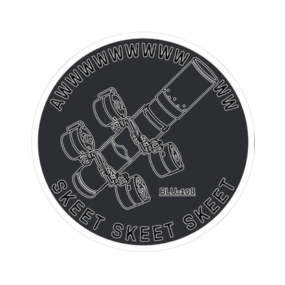 K-Factor Supply Co Skeet Skeet Skeet (Black) Sticker 3" × 3" / White