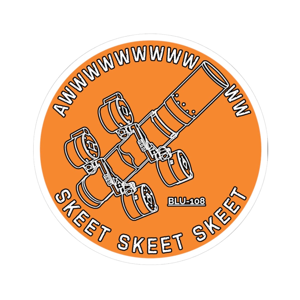 K-Factor Supply Co Skeet Skeet Skeet (Orange) Sticker 3" × 3"