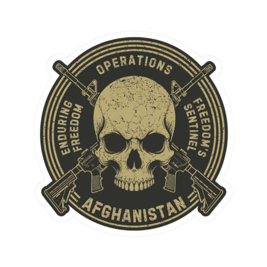 K-Factor Supply Co Skull & Carbines Icon - (OEF/OFS) Sticker 2" × 2" / White