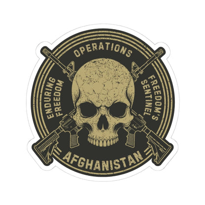 K-Factor Supply Co Skull & Carbines Icon - (OEF/OFS) Sticker 4" × 4" / White
