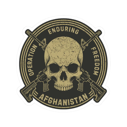 K-Factor Supply Co Skull & Carbines Icon - OEF Sticker 2" × 2" / White