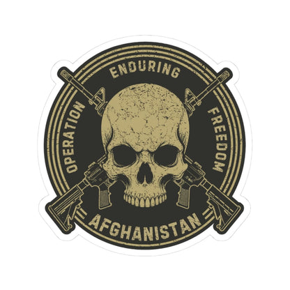 K-Factor Supply Co Skull & Carbines Icon - OEF Sticker 3" × 3" / White