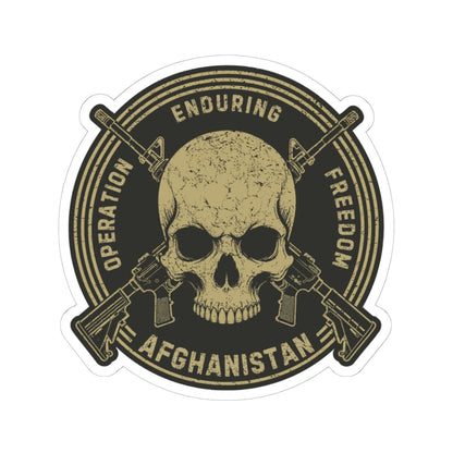 K-Factor Supply Co Skull & Carbines Icon - OEF Sticker 4" × 4" / White
