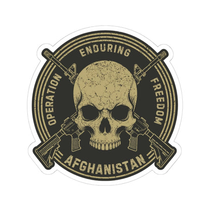 K-Factor Supply Co Skull & Carbines Icon - OEF Sticker 6" × 6" / White