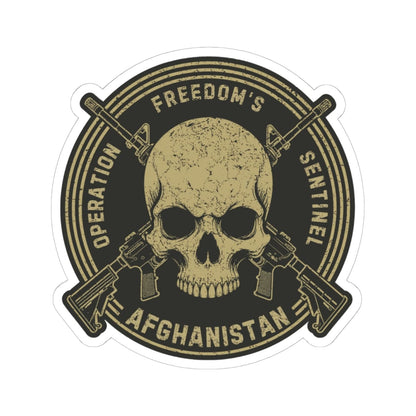 K-Factor Supply Co Skull & Carbines Icon -OFS Sticker 4" × 4" / White