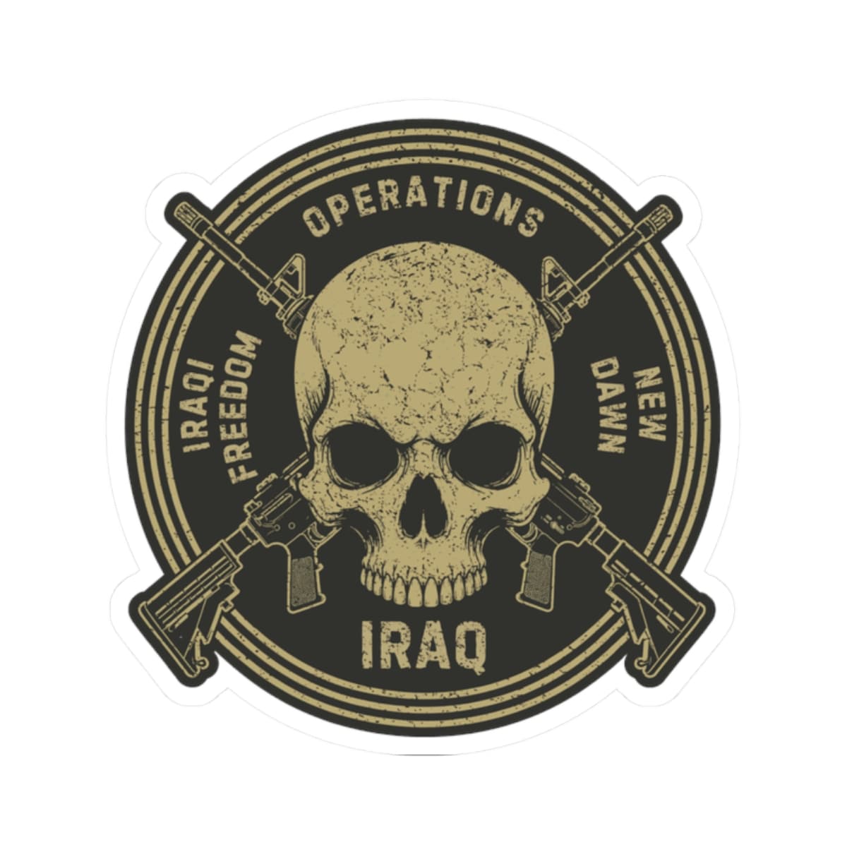 K-Factor Supply Co Skull & Carbines Icon - OIF/OND Sticker 2" × 2"