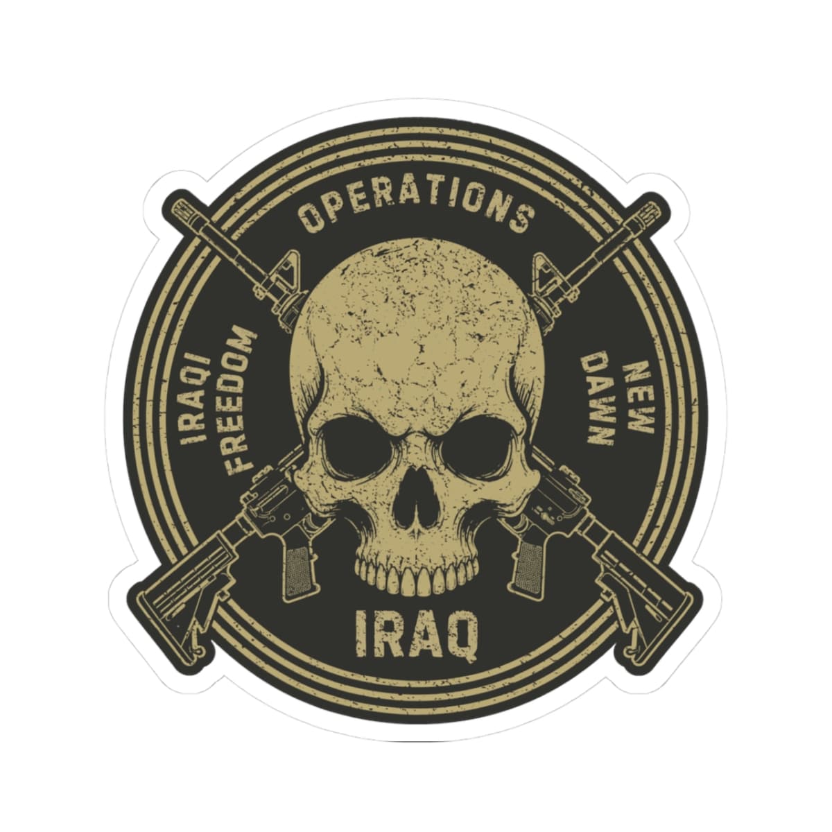 K-Factor Supply Co Skull & Carbines Icon - OIF/OND Sticker 3" × 3"