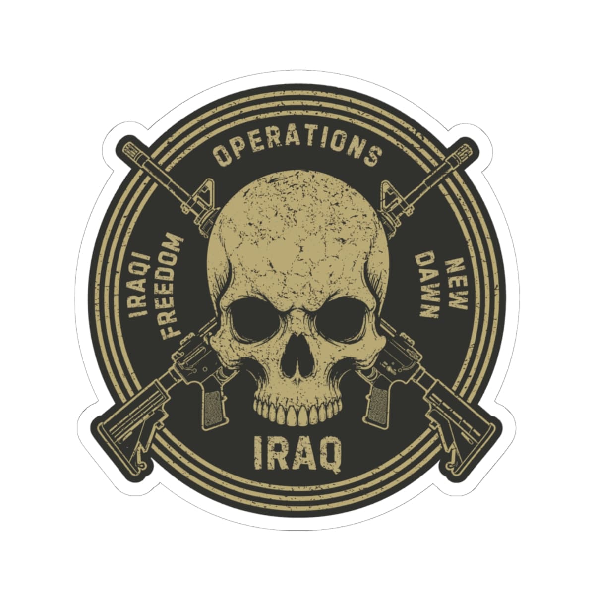 K-Factor Supply Co Skull & Carbines Icon - OIF/OND Sticker 6" × 6"