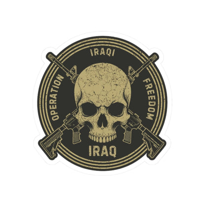 K-Factor Supply Co Skull & Carbines Icon - OIF Sticker 2" × 2" / White