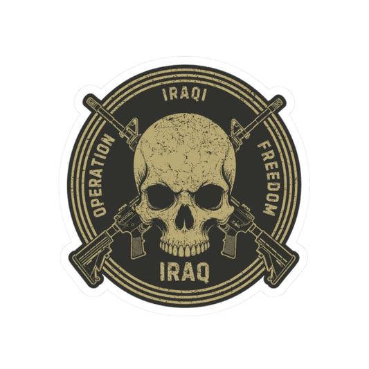K-Factor Supply Co Skull & Carbines Icon - OIF Sticker 2" × 2" / White