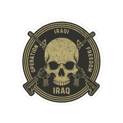 K-Factor Supply Co Skull & Carbines Icon - OIF Sticker 3" × 3" / White