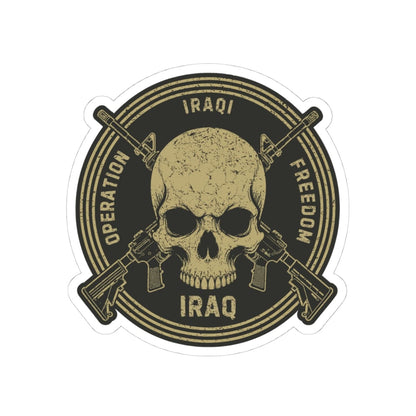 K-Factor Supply Co Skull & Carbines Icon - OIF Sticker 4" × 4" / White