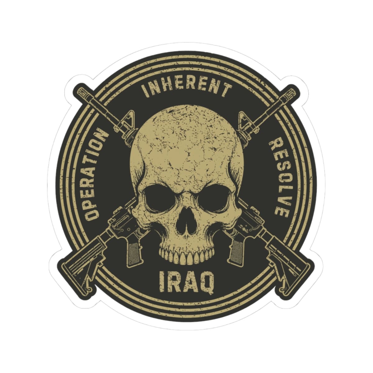 K-Factor Supply Co Skull & Carbines Icon - (OIR/Iraq) Sticker 3" × 3"