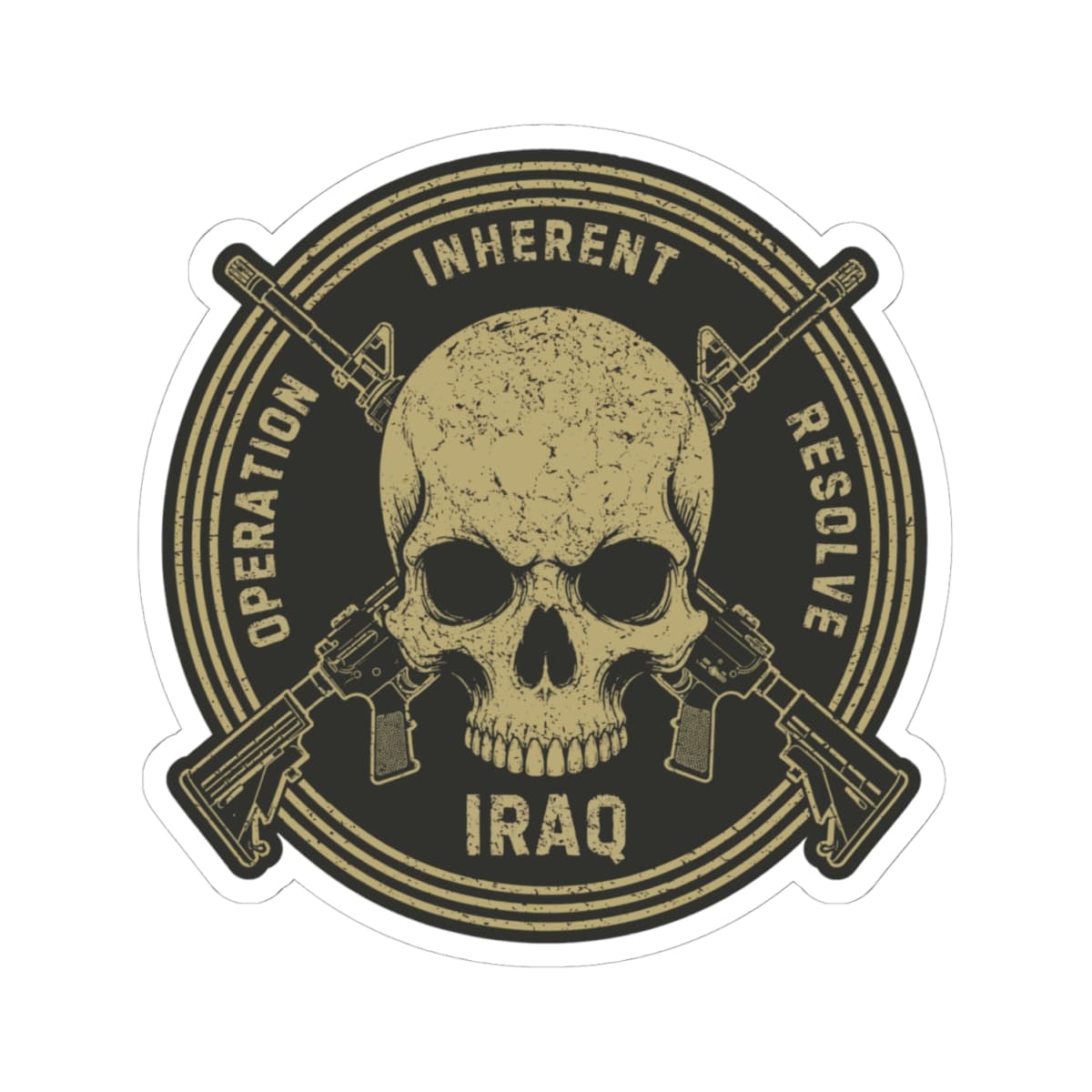 K-Factor Supply Co Skull & Carbines Icon - (OIR/Iraq) Sticker 4" × 4"