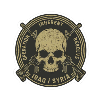 K-Factor Supply Co Skull & Carbines Icon - OIR (Iraq/Syria) Sticker 2" × 2" / White