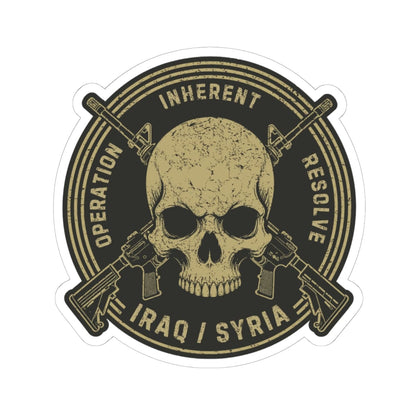 K-Factor Supply Co Skull & Carbines Icon - OIR (Iraq/Syria) Sticker 6" × 6" / White