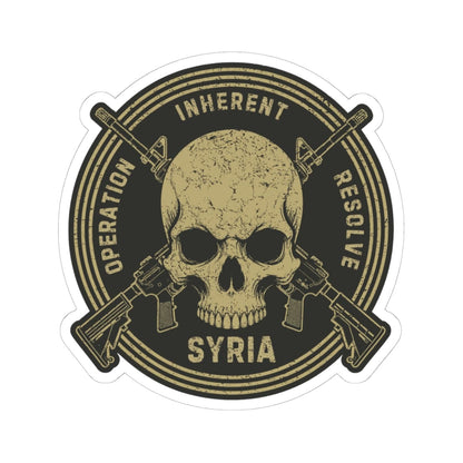 K-Factor Supply Co Skull & Carbines Icon - OIR (Syria) Sticker 4" × 4" / White