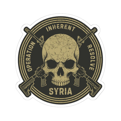K-Factor Supply Co Skull & Carbines Icon - OIR (Syria) Sticker 6" × 6" / White