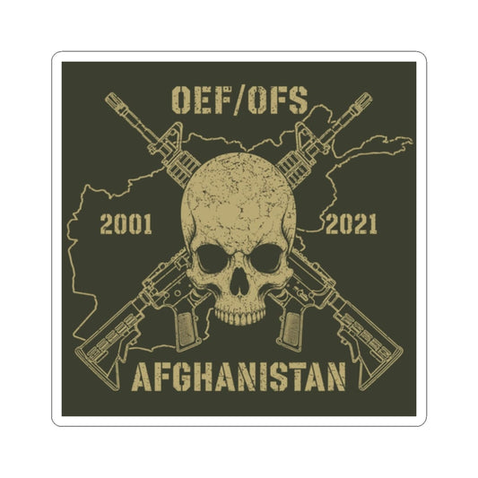 K-Factor Supply Co Skull & Carbines - OEF/OFS Sticker 2" × 2" / White