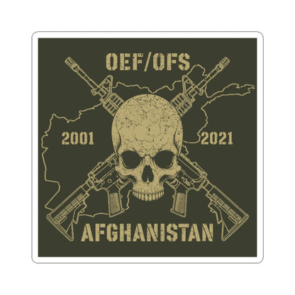 K-Factor Supply Co Skull & Carbines - OEF/OFS Sticker 3" × 3" / White